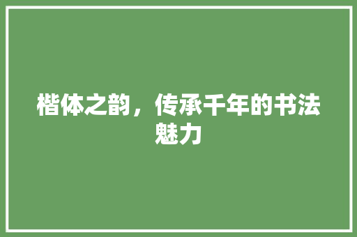 楷体之韵，传承千年的书法魅力 工作总结
