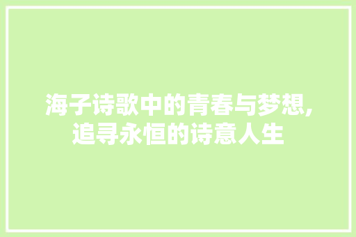 海子诗歌中的青春与梦想,追寻永恒的诗意人生