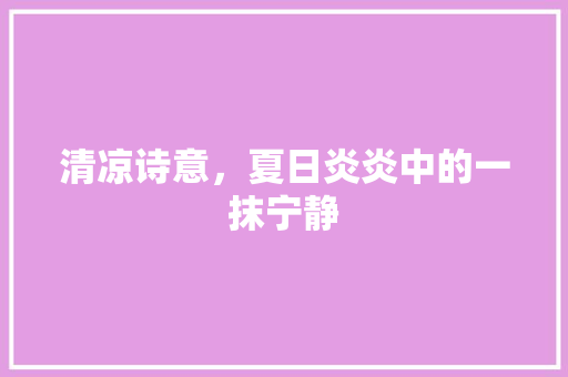 清凉诗意，夏日炎炎中的一抹宁静