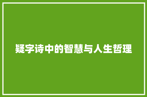 疑字诗中的智慧与人生哲理