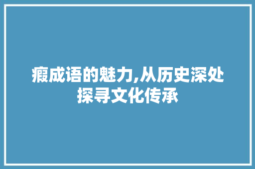 瘕成语的魅力,从历史深处探寻文化传承