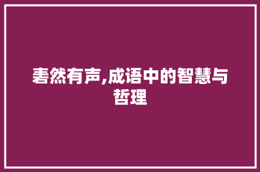 砉然有声,成语中的智慧与哲理