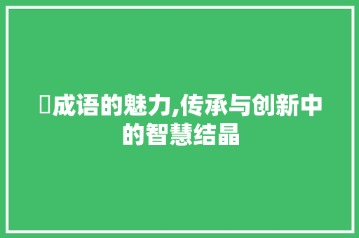 翉成语的魅力,传承与创新中的智慧结晶
