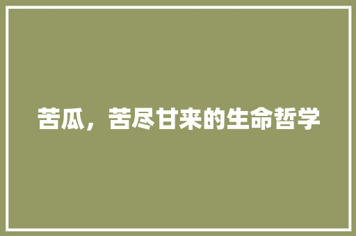 苦瓜，苦尽甘来的生命哲学