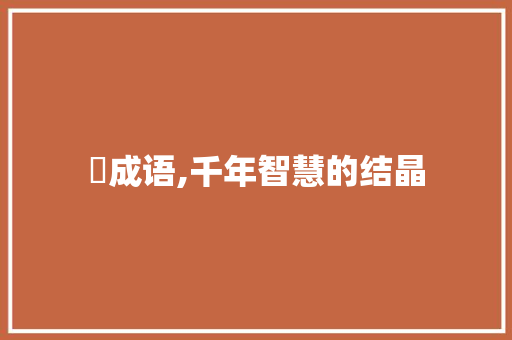 薵成语,千年智慧的结晶 工作计划