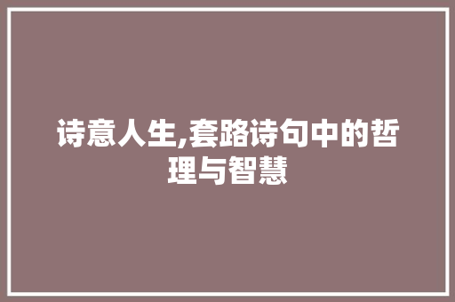诗意人生,套路诗句中的哲理与智慧