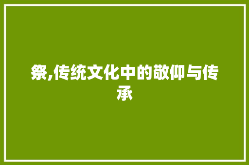 祭,传统文化中的敬仰与传承