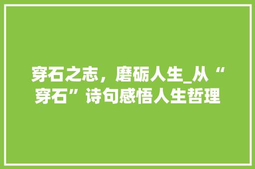穿石之志，磨砺人生_从“穿石”诗句感悟人生哲理