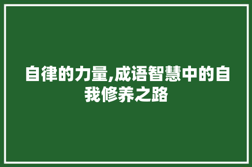 自律的力量,成语智慧中的自我修养之路