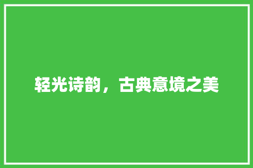 轻光诗韵，古典意境之美