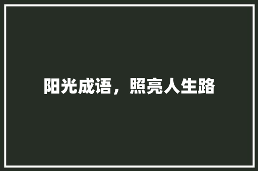 阳光成语，照亮人生路