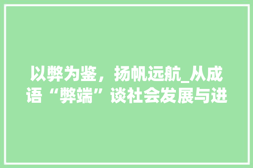 以弊为鉴，扬帆远航_从成语“弊端”谈社会发展与进步