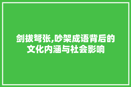 剑拔弩张,吵架成语背后的文化内涵与社会影响 诗词鉴赏