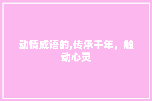 动情成语的,传承千年，触动心灵