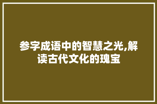 参字成语中的智慧之光,解读古代文化的瑰宝 工作计划