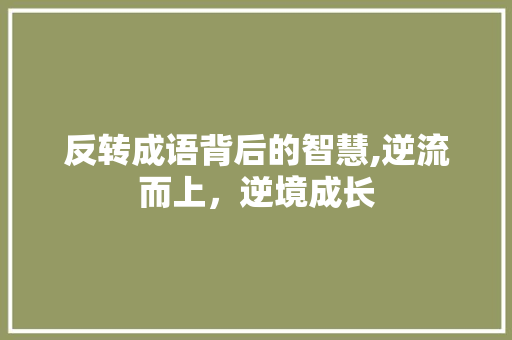 反转成语背后的智慧,逆流而上，逆境成长