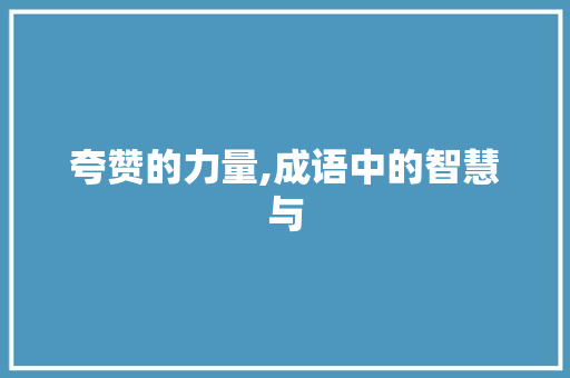 夸赞的力量,成语中的智慧与