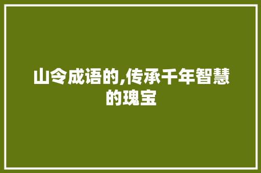 山令成语的,传承千年智慧的瑰宝