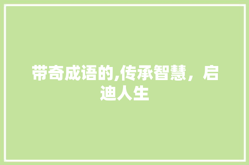 带奇成语的,传承智慧，启迪人生