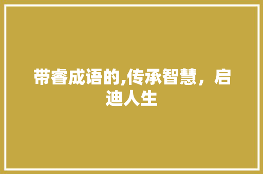 带睿成语的,传承智慧，启迪人生
