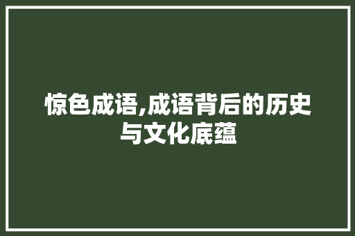 惊色成语,成语背后的历史与文化底蕴