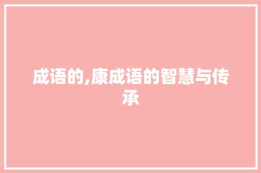 成语的,康成语的智慧与传承