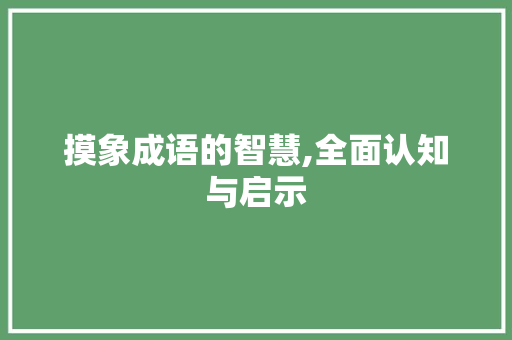 摸象成语的智慧,全面认知与启示 国学经典