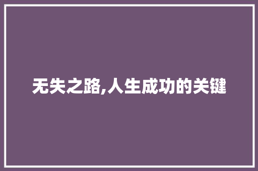 无失之路,人生成功的关键