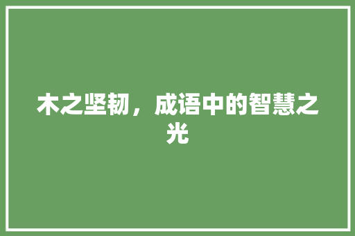 木之坚韧，成语中的智慧之光