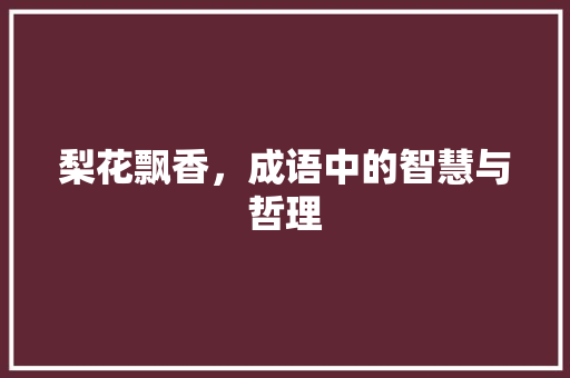 梨花飘香，成语中的智慧与哲理