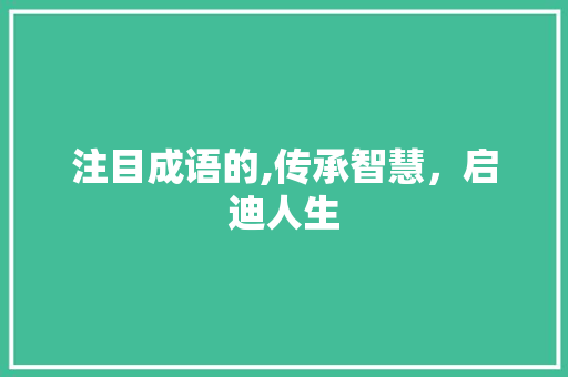 注目成语的,传承智慧，启迪人生 合同范本