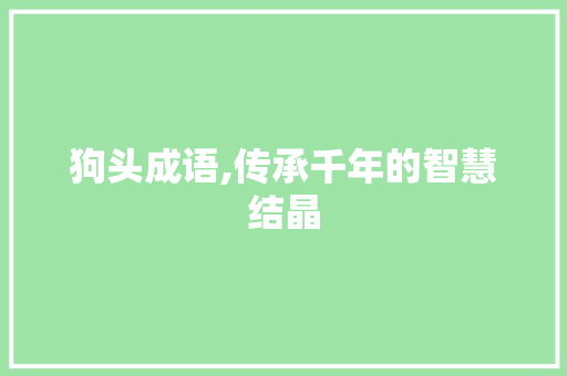 狗头成语,传承千年的智慧结晶