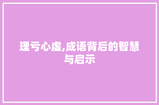理亏心虚,成语背后的智慧与启示