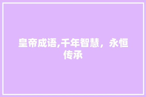 皇帝成语,千年智慧，永恒传承