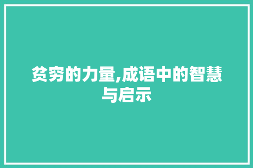 贫穷的力量,成语中的智慧与启示