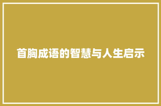 首胸成语的智慧与人生启示