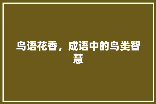 鸟语花香，成语中的鸟类智慧