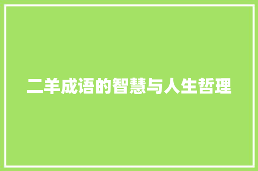 二羊成语的智慧与人生哲理 工作总结