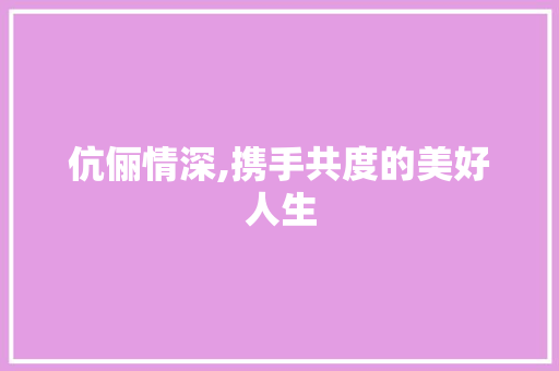 伉俪情深,携手共度的美好人生