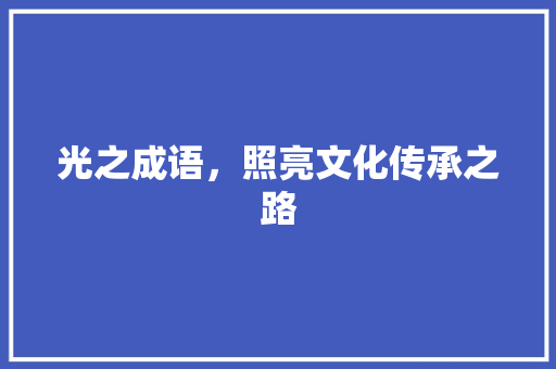 光之成语，照亮文化传承之路