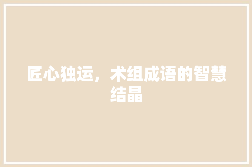 匠心独运，术组成语的智慧结晶