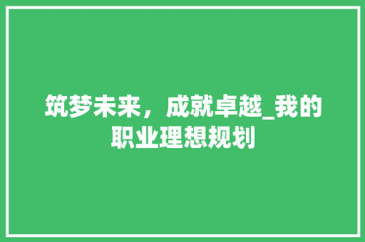 筑梦未来，成就卓越_我的职业理想规划 工作总结