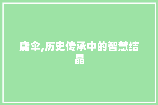 庸伞,历史传承中的智慧结晶