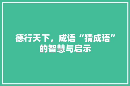 德行天下，成语“猜成语”的智慧与启示