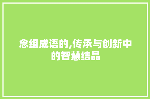 念组成语的,传承与创新中的智慧结晶