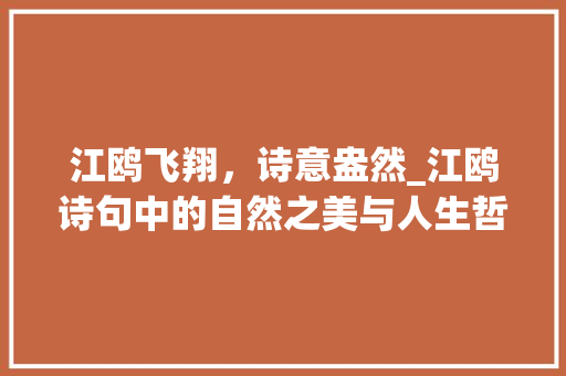 江鸥飞翔，诗意盎然_江鸥诗句中的自然之美与人生哲理