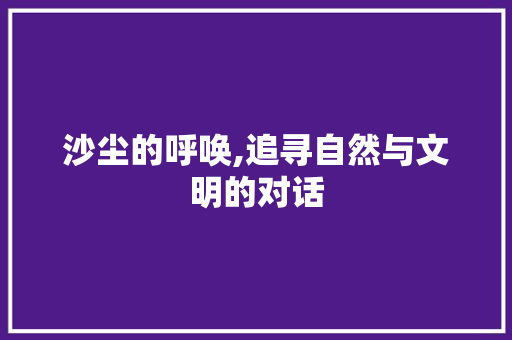 沙尘的呼唤,追寻自然与文明的对话
