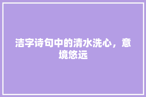 洁字诗句中的清水洗心，意境悠远