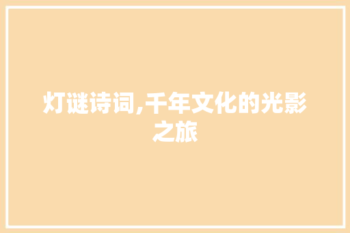 灯谜诗词,千年文化的光影之旅 工作总结