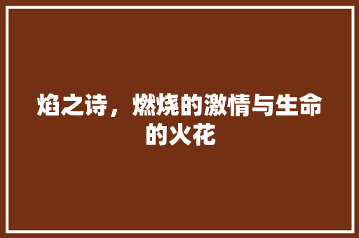 焰之诗，燃烧的激情与生命的火花